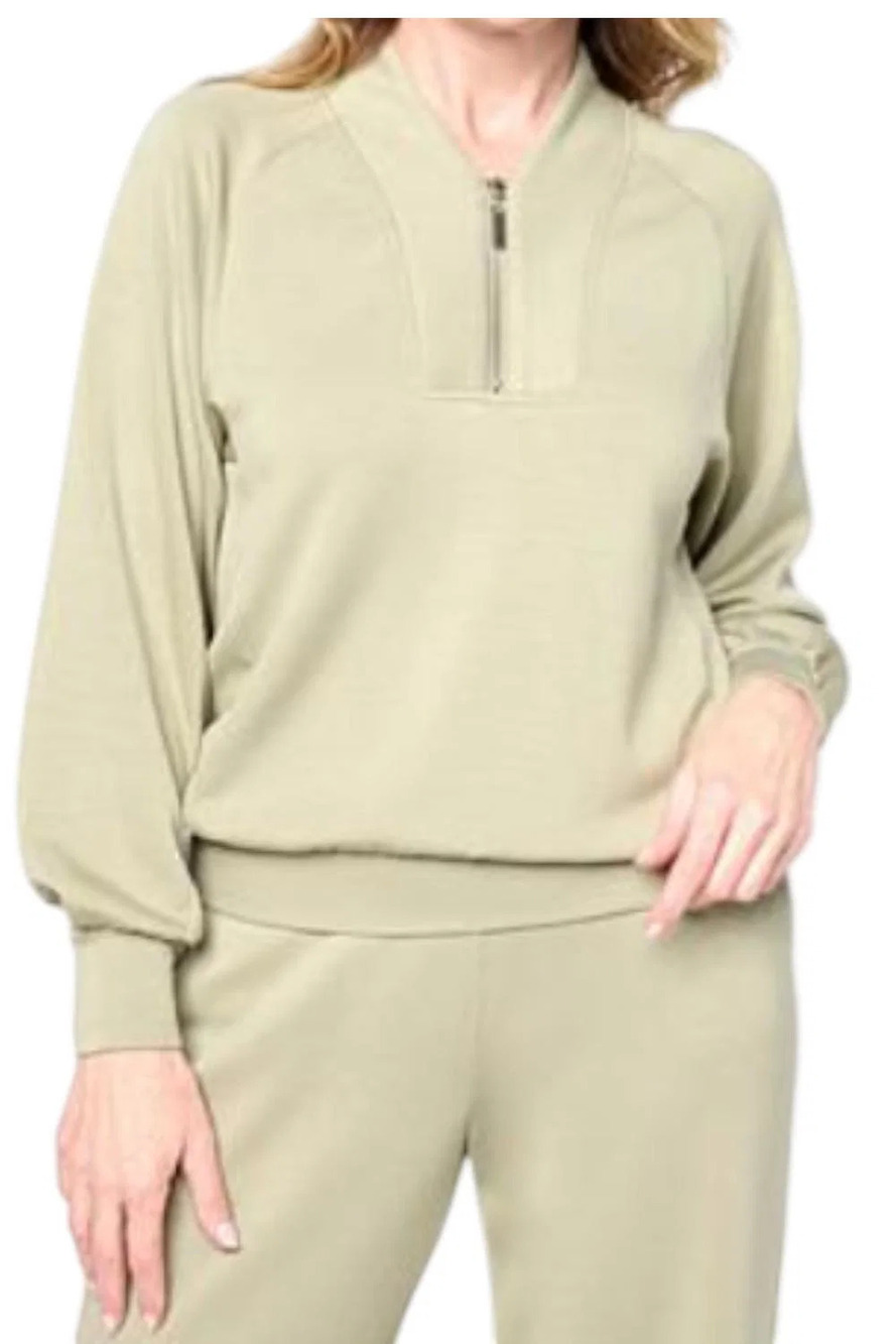Vivica A. Fox Collection Women's Rhinestone Mesh Knit Shirt Sage - Regular